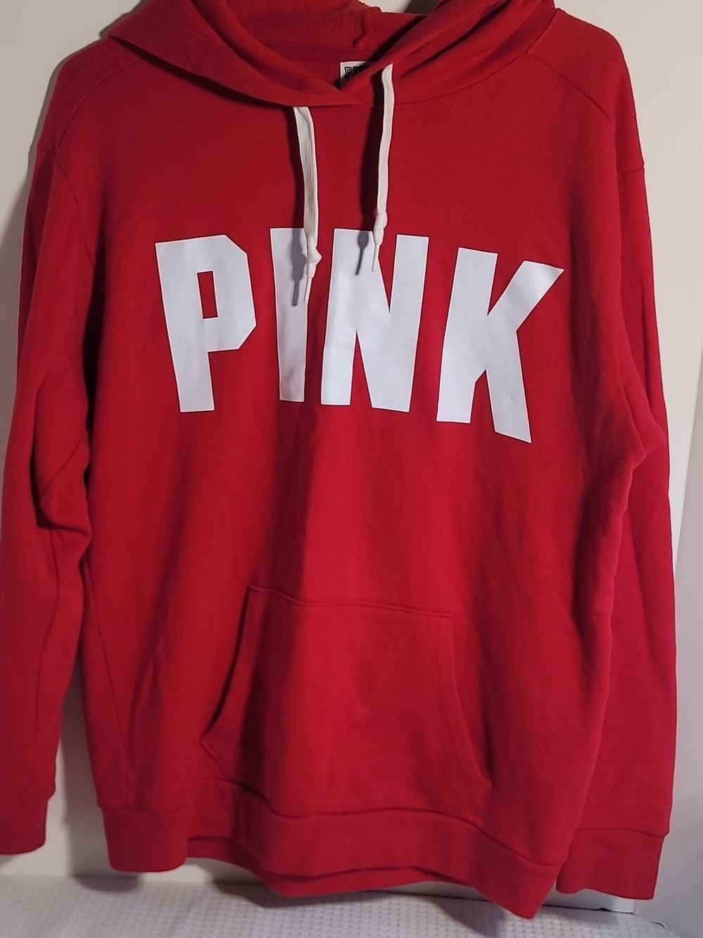PINK Victoria's Secret Red Crewneck Sweatshirt with White Logo
